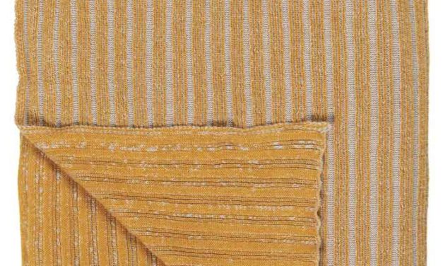 IB LAURSEN Strikket plaid – sennep og beige farvet bomuld