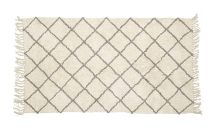 HÜBSCH Tæppe i bomuld, hvid/grå
