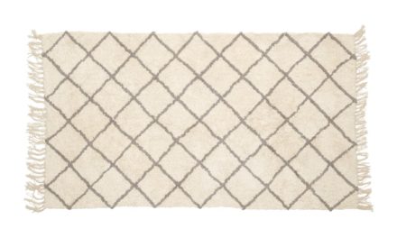 HÜBSCH Tæppe i bomuld, hvid/grå