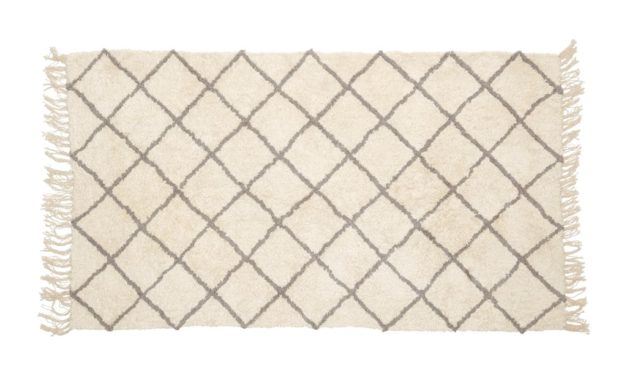 HÜBSCH Tæppe i bomuld, hvid/grå