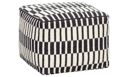 HÜBSCH puf m. mønster – sort/hvid bomuld, kvadratisk