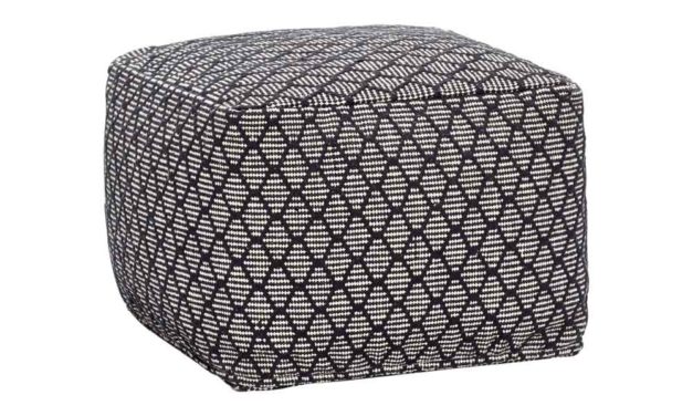 H&Uuml;BSCH puf m. mønster – sort/hvid bomuld, kvadratisk