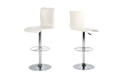 Aze barstol – Hvid læder PU, metalstel, m. trompetfod