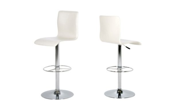 Aze barstol – Hvid læder PU, metalstel, m. trompetfod