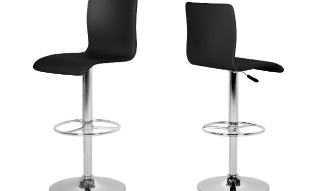 Aze barstol – Sort læder PU, metalstel, m. trompetfod