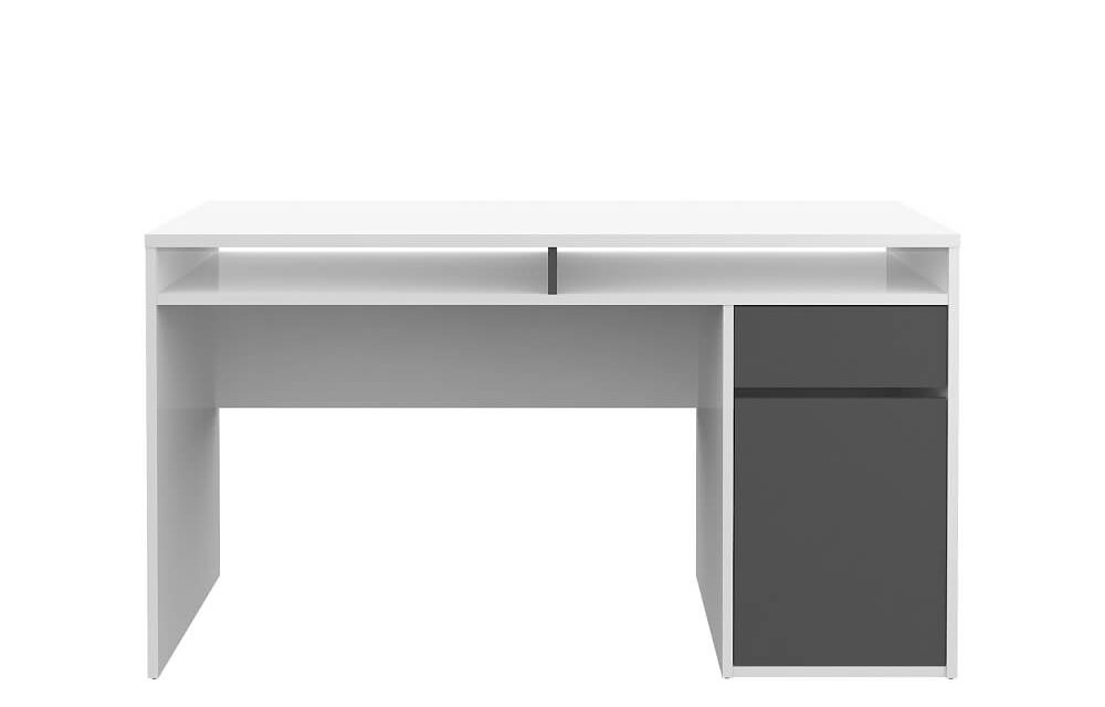 Function Plus skrivebord – hvid/eg højglans