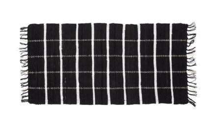 HÜBSCH Vævet tæppe i bomuld, sort/hvid