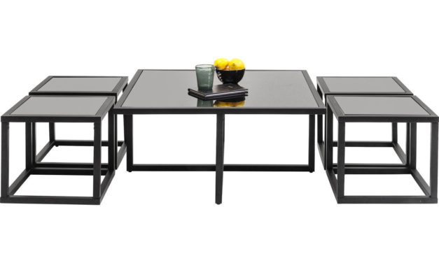 Sofabord Quad Sort 80 x 80 cm (5/Sæt)
