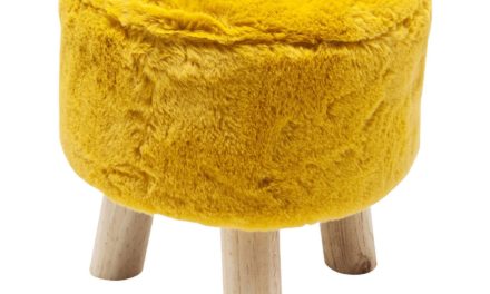 KARE DESIGN Fur skammel – Gul, Ø32 cm