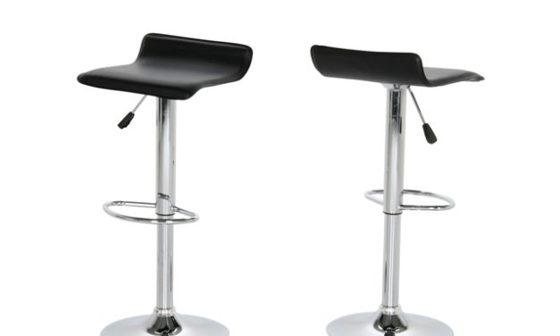 Dan barstol – Sort læder PU, metalstel, m. trompetfod