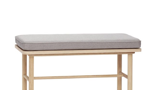 H&Uuml;BSCH Bænk i egetræ m/hynde, natur/grå