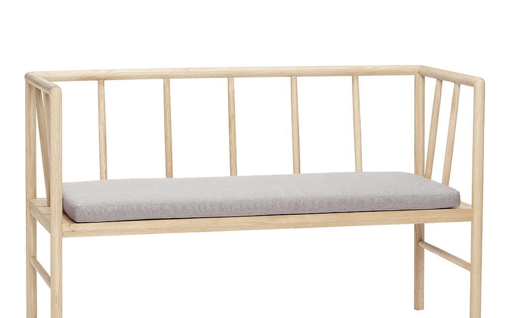 HÜBSCH Bænk i egetræ m/hynde, natur/grå