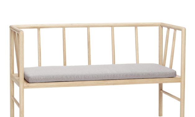 H&Uuml;BSCH Bænk i egetræ m/hynde, natur/grå