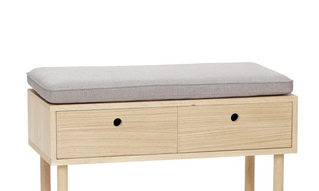 H&Uuml;BSCH Bænk m/hynde, egetræ, natur/grå