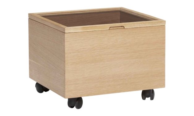 H&Uuml;BSCH trækasse – hvideg og glas, m. hjul