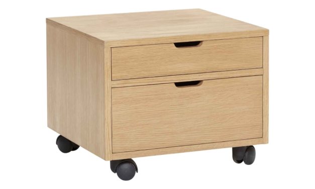 H&Uuml;BSCH trækasse – hvideg, m. hjul og 2 skuffer