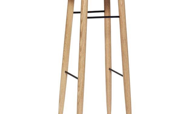 H&Uuml;BSCH barstol – natur/sort, egetræ/metal, rund (Ø35)