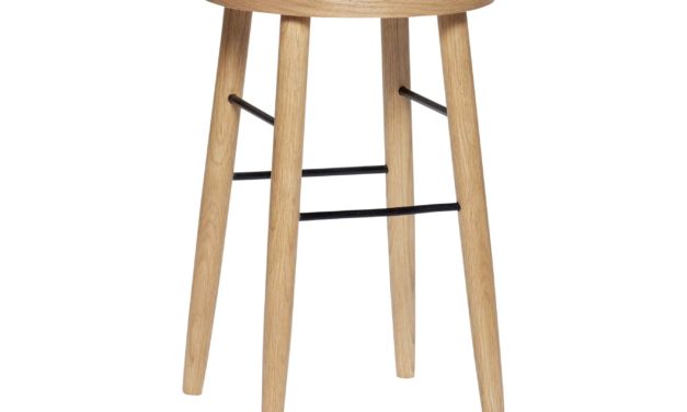 H&Uuml;BSCH barstol – egetræ/metal, natur/sort, rund (Ø35)