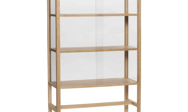 HÜBSCH vitrineskab – hvideg/glas, m. 2 låger og 3 hylder