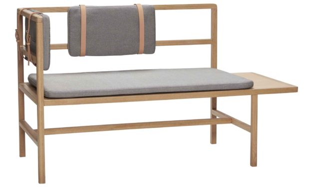 HÜBSCH bænk m. hynde – natur/grå hvideg