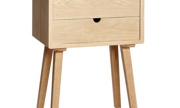 HÜBSCH Kommode i egetræ m/2 skuffer, natur