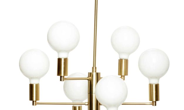 H&Uuml;BSCH Lampe i messing/glas, m/pære og kæde