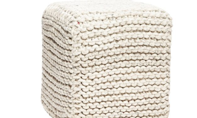 H&Uuml;BSCH Firkantet strikket uld puf, grå