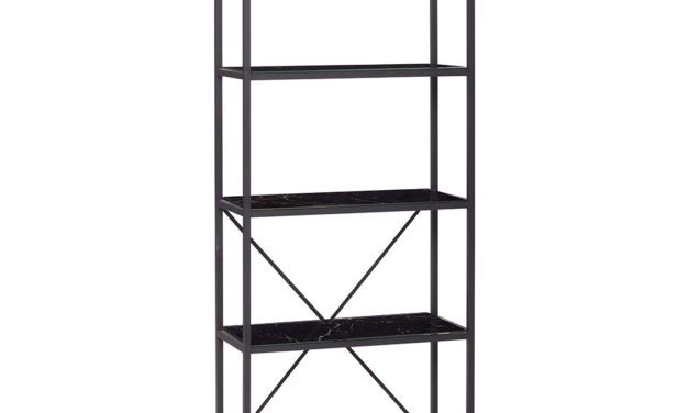 H&Uuml;BSCH Reol i metal/glas m/5 hylder, sort