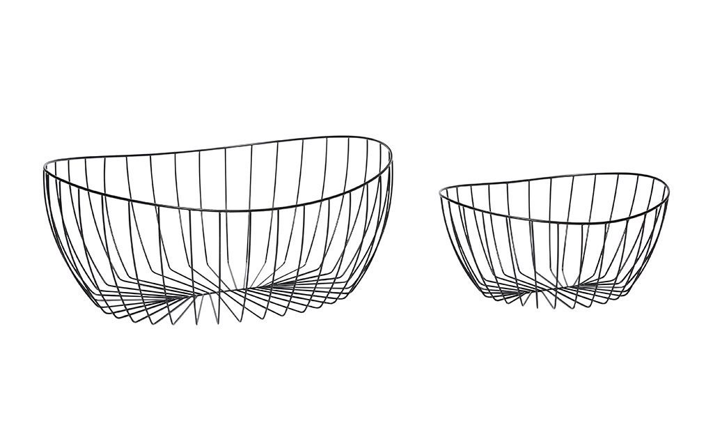 HÜBSCH Trådkurv i metal, sort, 2 stk.