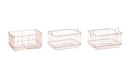 HÜBSCH Trådkurv i metal, kobber, 3 stk.