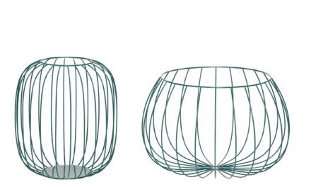 HÜBSCH Kurv, fil-de-fer, metal, grøn, s/2