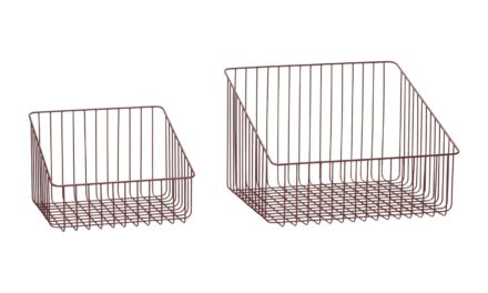 HÜBSCH kurv – rød metal, rektangulær (sæt á 2 stk.)