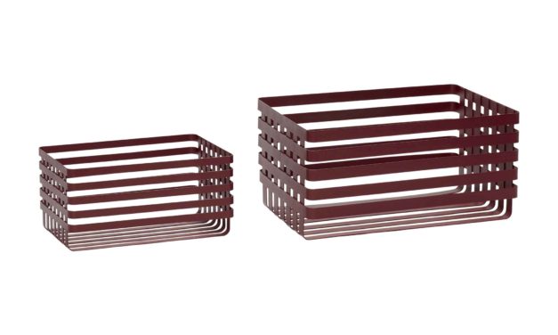 H&Uuml;BSCH kurv – rød metal, rektangulær (sæt &aacute; 2 stk.)