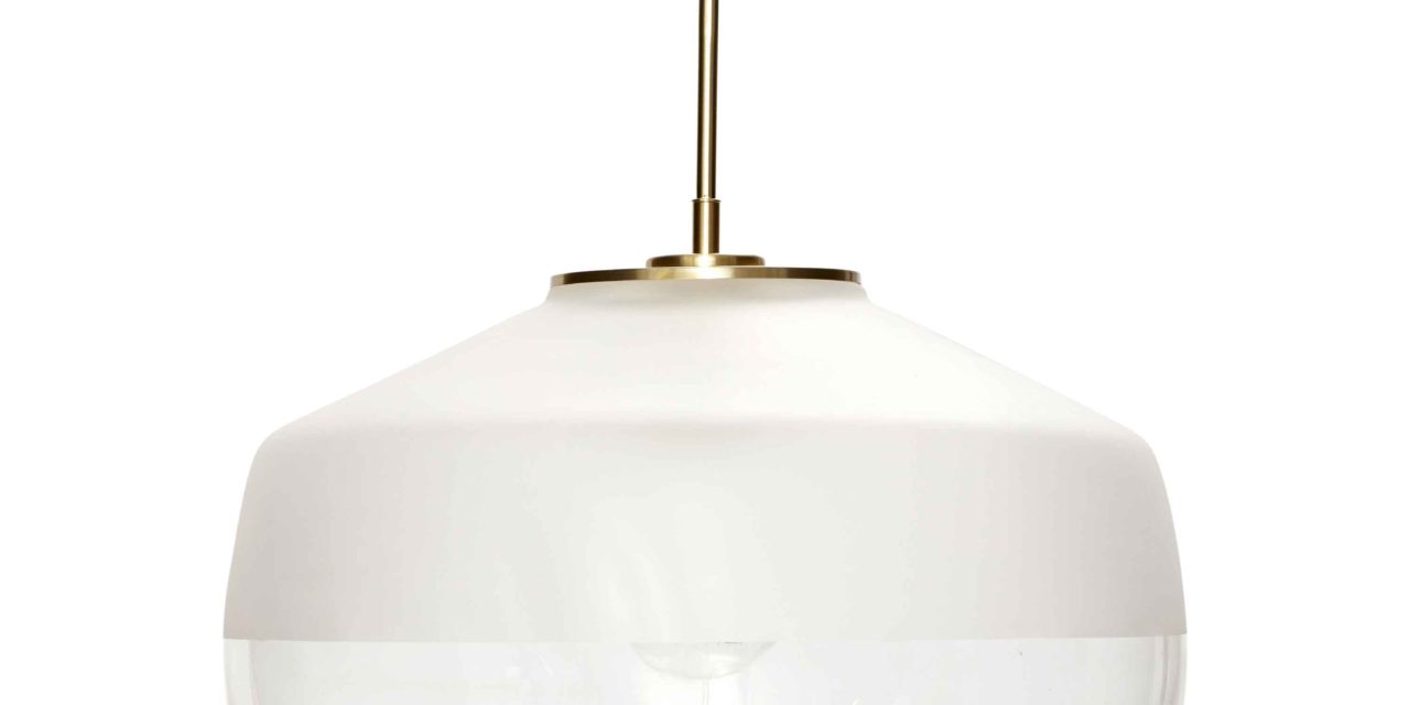 HÜBSCH loftlampe – klart glas/hvidt frosted glas m. messing