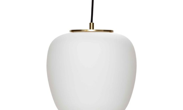 H&Uuml;BSCH loftlampe – hvidt glas og messing