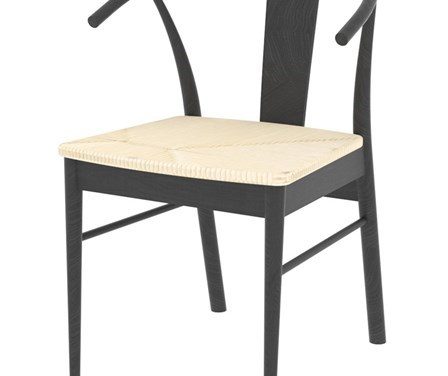 JANIK spisebordsstol – sort egetræ/natur rattan