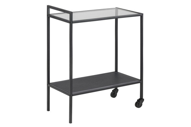 Seaford rullebord – glas/mat sort metal, 2 hjul