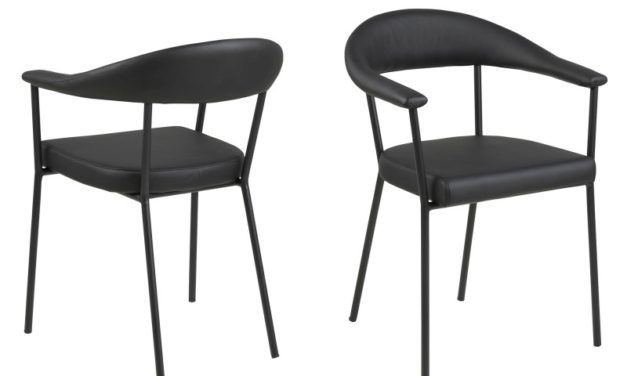 Ava spisebordsstol – sort kunstlæder og metalstel