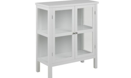 Eton vitrineskab – hvidt træ, 2 glaslåger