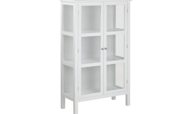 Eton vitrineskab – hvidt træ, 2 glaslåger og 2 hylder