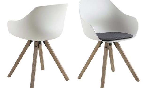 Tina spisebordsstol m. hynde – hvid/natur, plastik/gummitræ