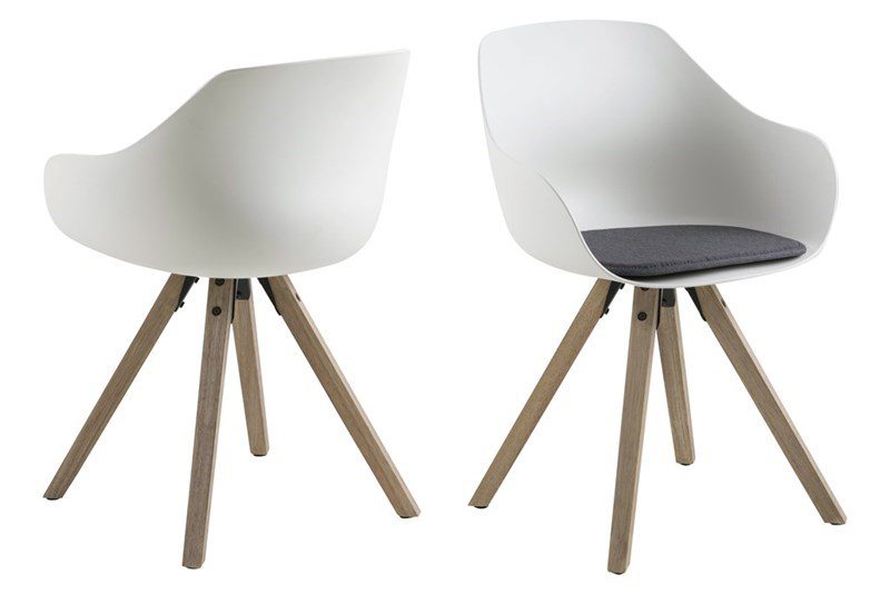 Tina spisebordsstol m. hynde – hvid/natur, plastik/gummitræ