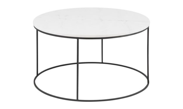 Bolton sofabord – hvid marmor/metal, rund (Ø80)