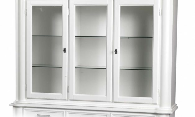 Amadeus vitrineoverdel – hvidt træ, m. 3 glaslåger