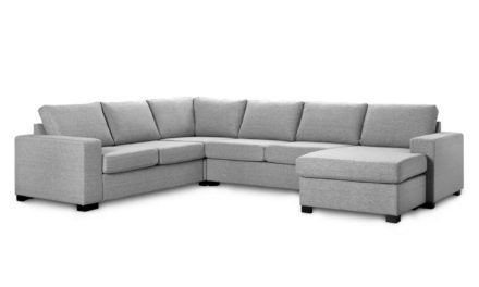 Milan hjørnesofa – lys granitgrå stof, m. chaiselong