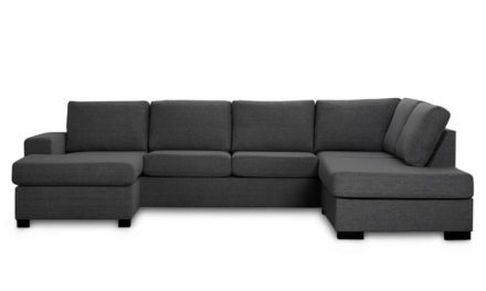 Milan højrevendt U-sofa – antracitgrå stof
