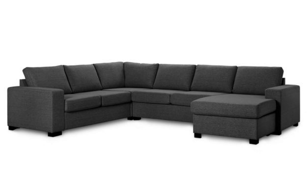 Milan hjørnesofa – antracitgrå stof, m. chaiselong