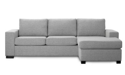 Milan 3 pers. sofa – lys granitgrå stof m. chaiselong