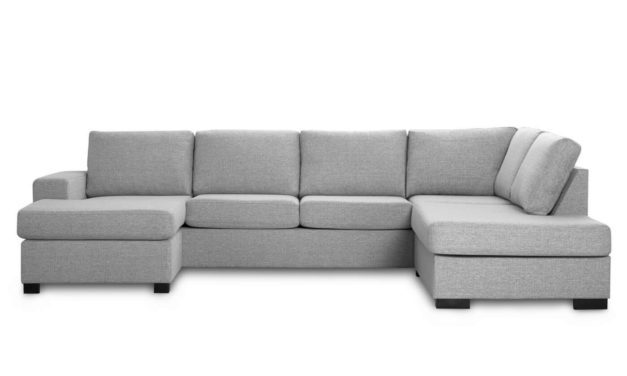 Milan højrevendt U-sofa – lys granitgrå stof