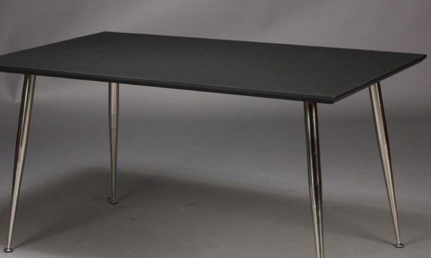 FURBO Spisebord, sort højtrykslaminat, metal ben 120 x 60 cm.